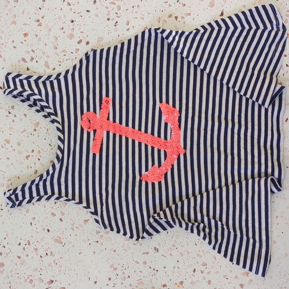 Jillian's Closet | Sequin Anchor Swingy Tank Top, Back Twist | L (6X)